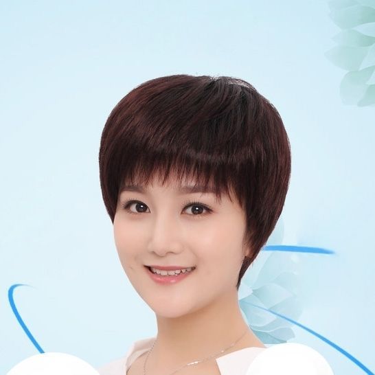 假发女短发蓬松自然逼真妈妈款中年短发发套直发发型逼真整顶假发
