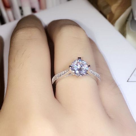 (with national inspection certificate) 1 carat imitation Mosangshi 925 ring, female six claw diamond ring and female proposal ring