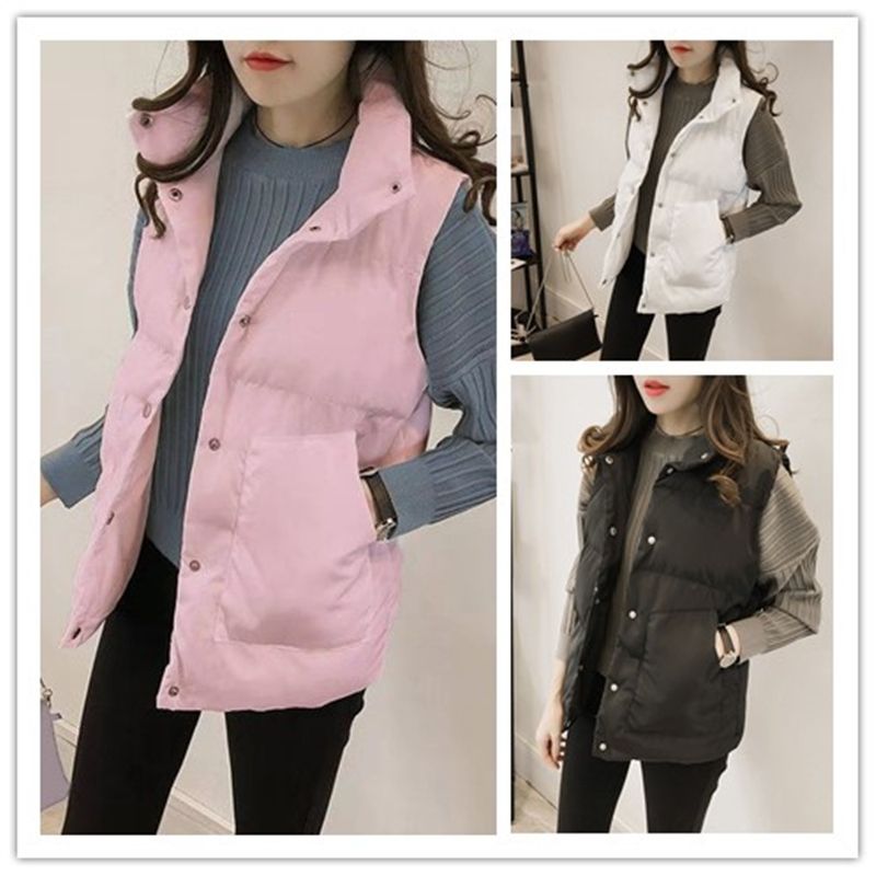 Spring and autumn 2020 new Korean waistcoat women's slim fit short cotton padded vest sleeveless shoulder student coat bread suit