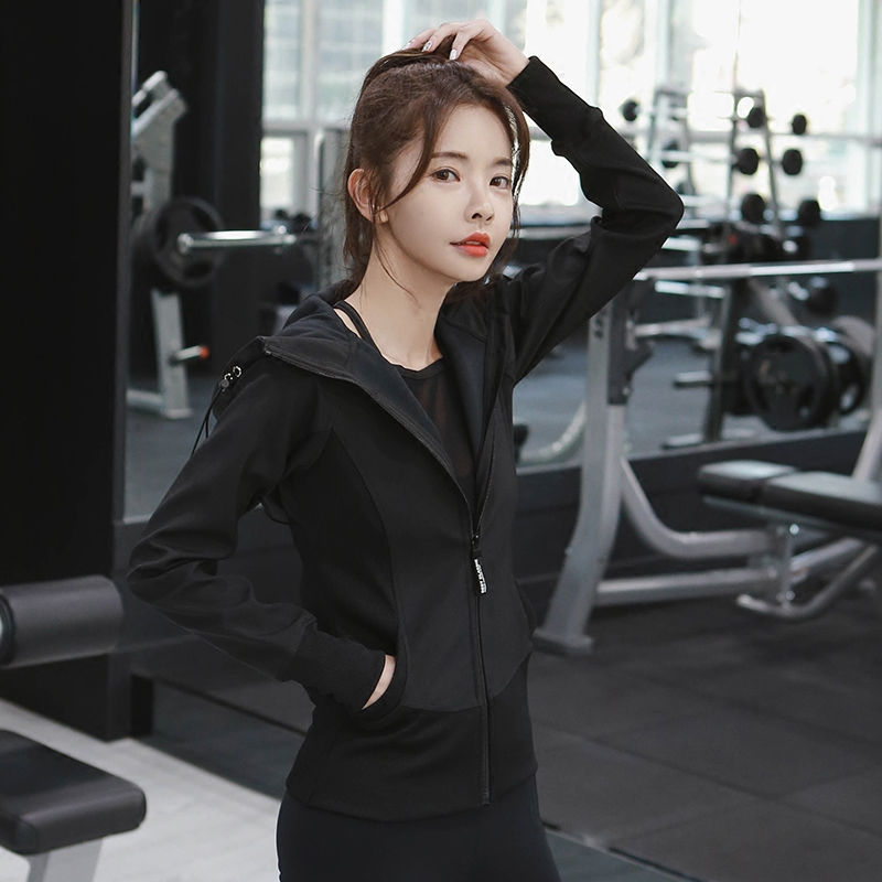 新品帅气弹力运动外套修身卫衣女BF风韩版健身长袖跑步瑜伽服上衣