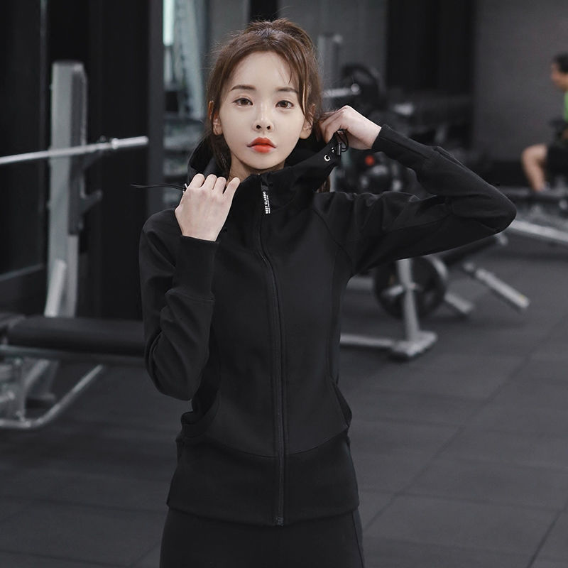 新品帅气弹力运动外套修身卫衣女BF风韩版健身长袖跑步瑜伽服上衣