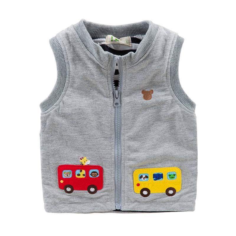 Children's vest outside wear male baby cotton vest spring and autumn new style zipper sleeveless girls vest tide