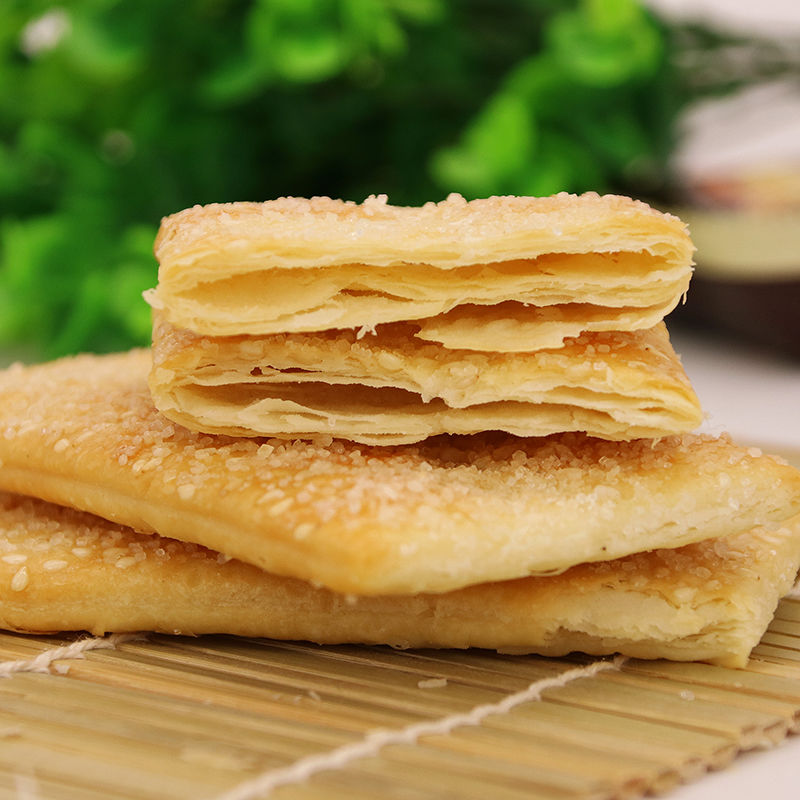 海玉缸炉饼500g整箱 办公室零食原味千层薄脆饼干早餐饼批发年货