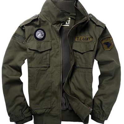 战术军迷户外野营服饰101空降师飞行夹克 绿 单夹克 男款休闲夹