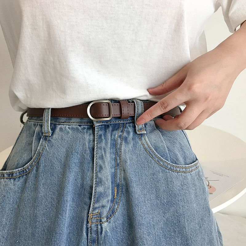 Net red with thin belt for women simple and versatile Korean student Jeans Belt for Women Black ins cool