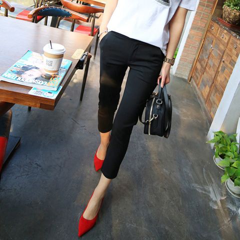 Nine pants women's spring and autumn new pants look thin black pencil pants fashion solid color slim casual trousers tide
