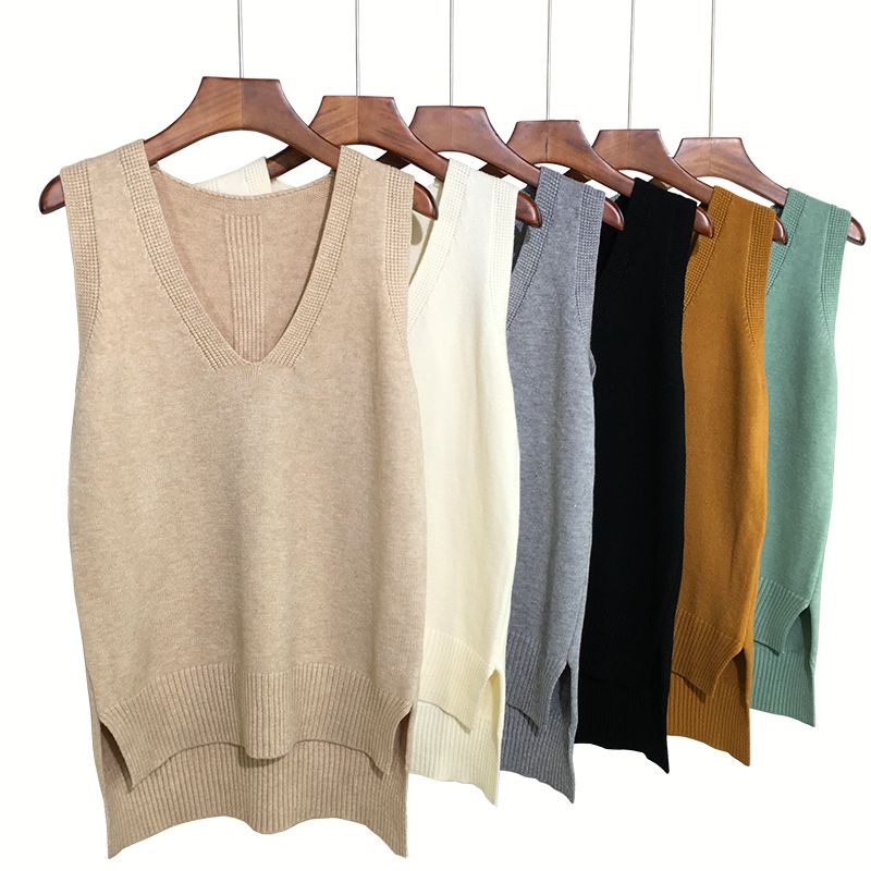 V-neck knitted vest for women Pullover early autumn new sweater vest Korean version loose and versatile sweater