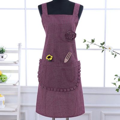 围裙女新款纯棉双层加长厨房工作防水防油污防尘围裙定制可爱男士