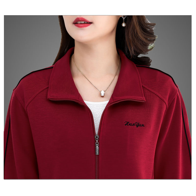 Spring and autumn all-match new 2021 middle-aged and elderly sports jacket women's foreign style jacket middle-aged mother casual women's clothing 40 years old
