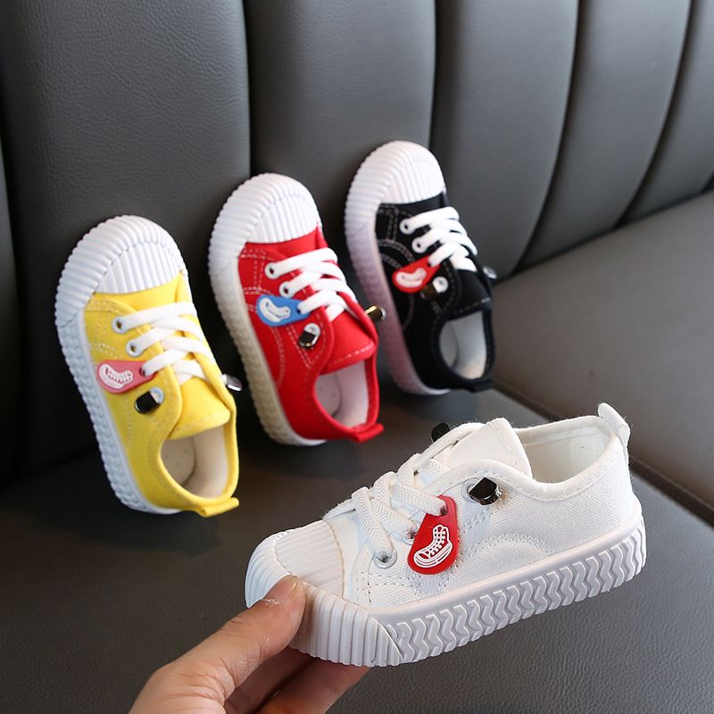 Children's canvas shoes boys and girls little white shoes baby shoes kindergarten biscuit shoes autumn and winter children's ball shoes fashion