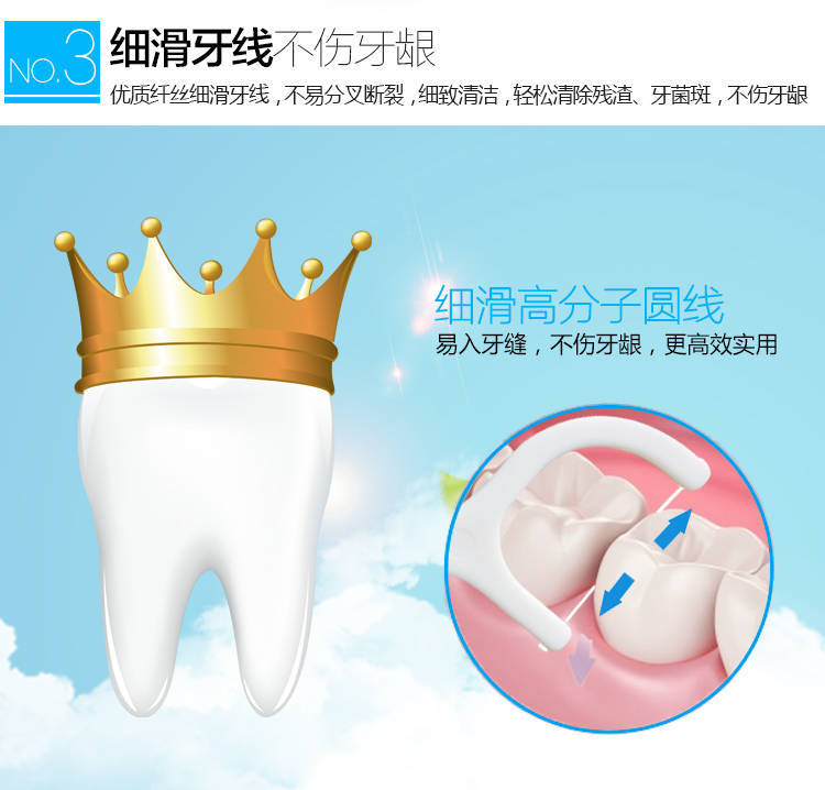 长彩牙线棒剔牙弓形牙签清洁线超细双头成人一次性牙签牙齿护理zzh