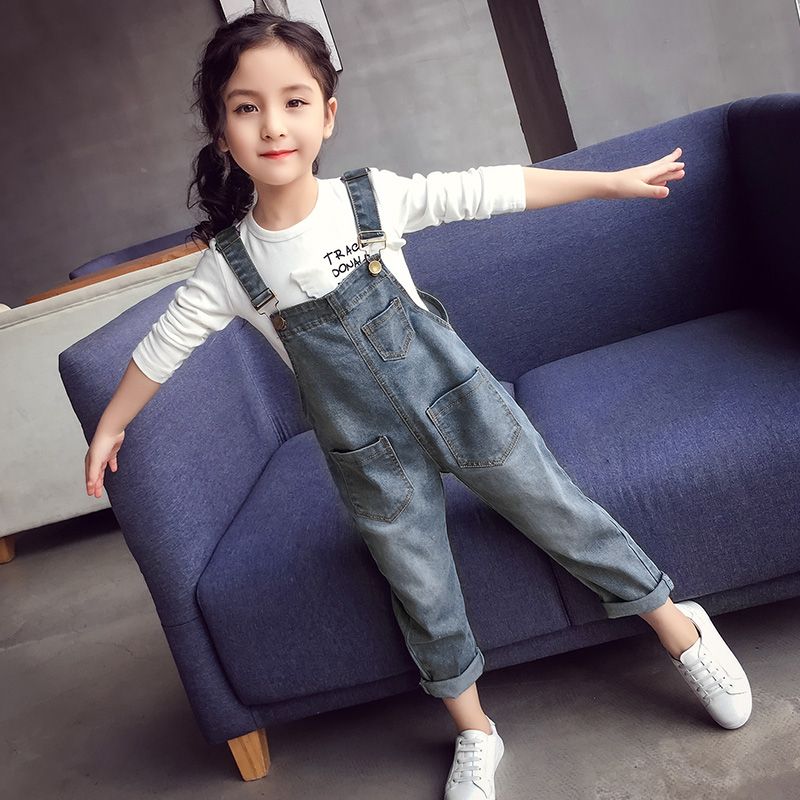 Girls' strap pants autumn new children's wear children's Korean style trousers little girl loose jeans pants