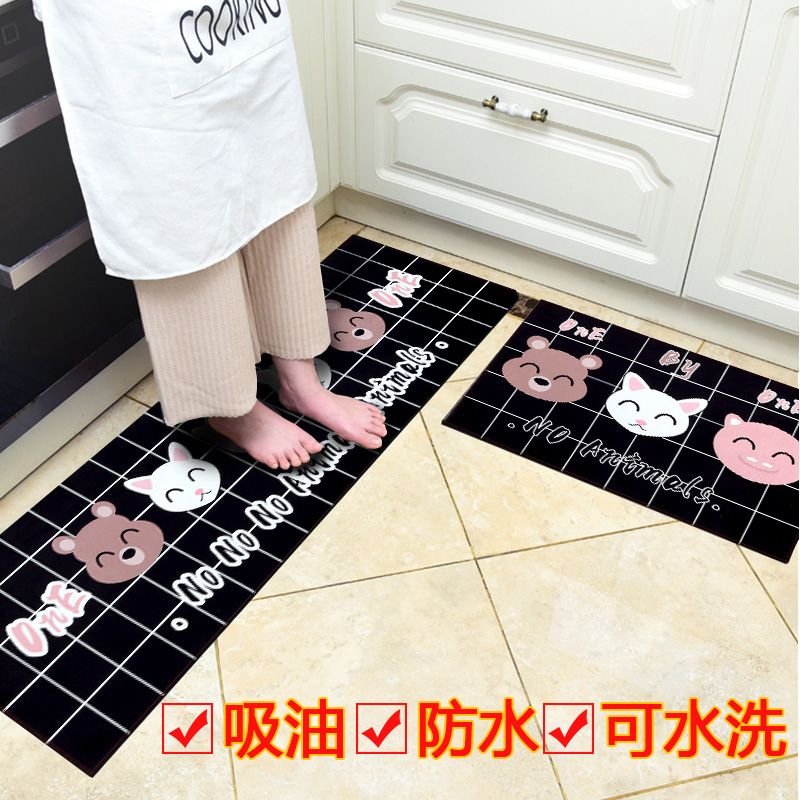 Kitchen floor mat strip oil proof bathroom anti slip mat toilet door water absorption household door mat entrance Mat Carpet