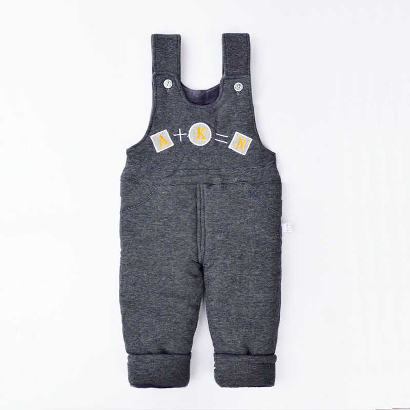 Baby's suspenders corduroy spring autumn winter pants men's and women's clothing thickened with cotton warm baby cotton pants
