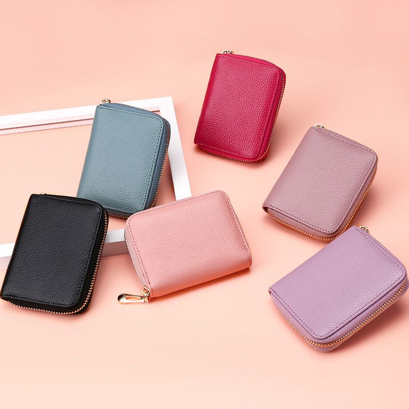 卡包女真皮韩版防盗刷多卡位大容量真皮卡夹拉链信用