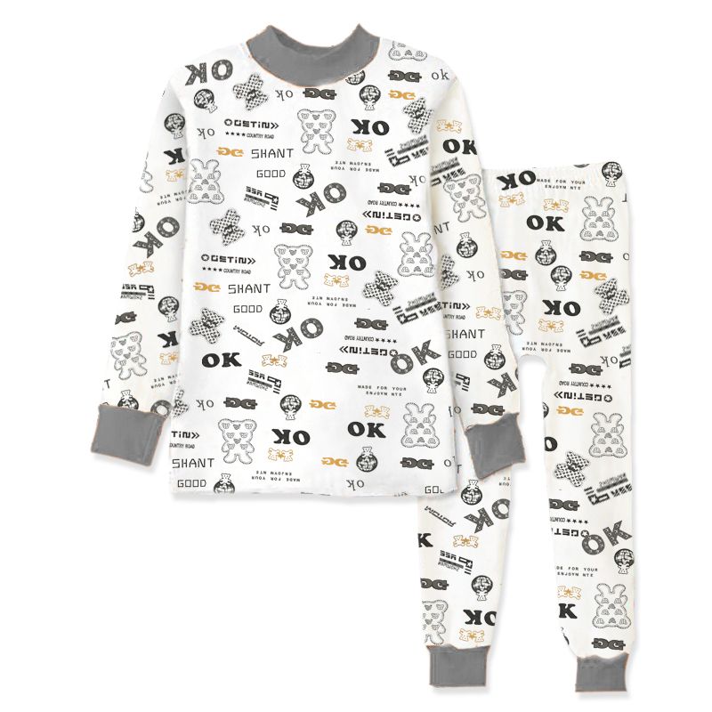 100% cotton children's autumn clothes and trousers set boys and girls cotton underwear baby pajamas medium and large children's cotton sweater
