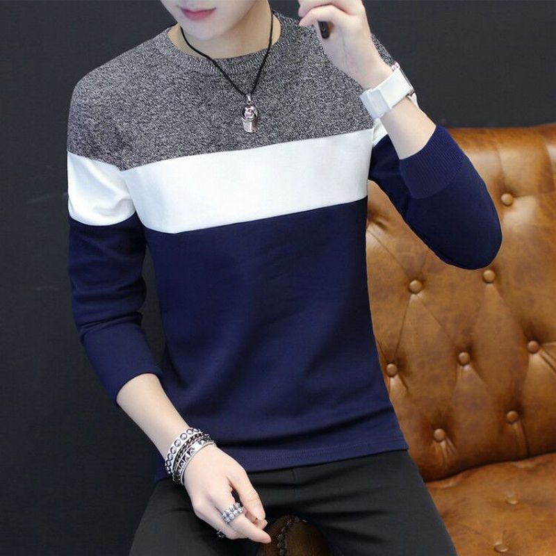 Men's sweater plus velvet thickened warm winter round neck youth autumn coat outer wear autumn bottoming sweater
