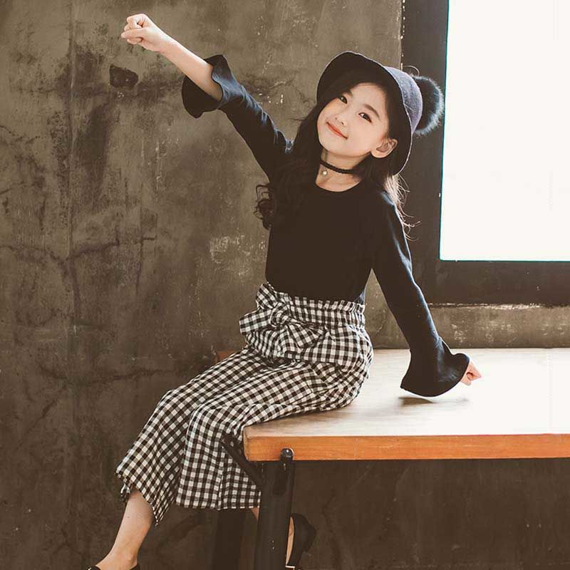 Girls autumn suit 2020 new girls long sleeve suit Korean fashion middle and large children wide leg pants two piece fashion