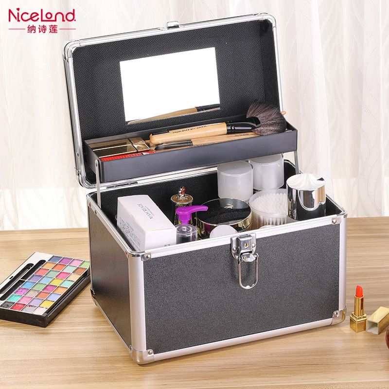 NiceLand化妆箱包手提大容量水乳化妆品收纳盒纹绣美甲多层工具箱