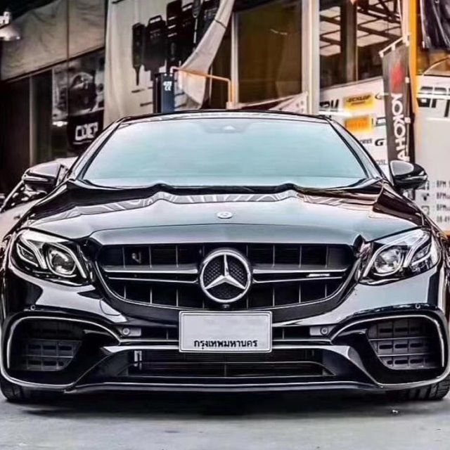 适用于奔驰e320l e300l e200l改装e63 amg前杠中网前包围后唇尾喉