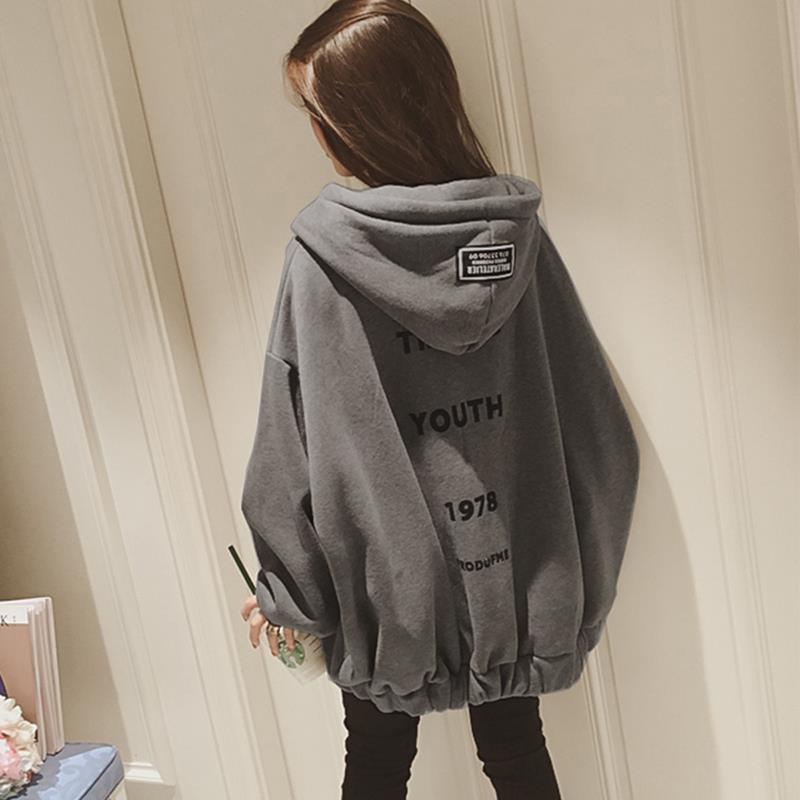 Autumn and winter Korean large size loose 200kg Plush thickened coat women's student hooded warm sweater cardigan [delivery within 12 days]