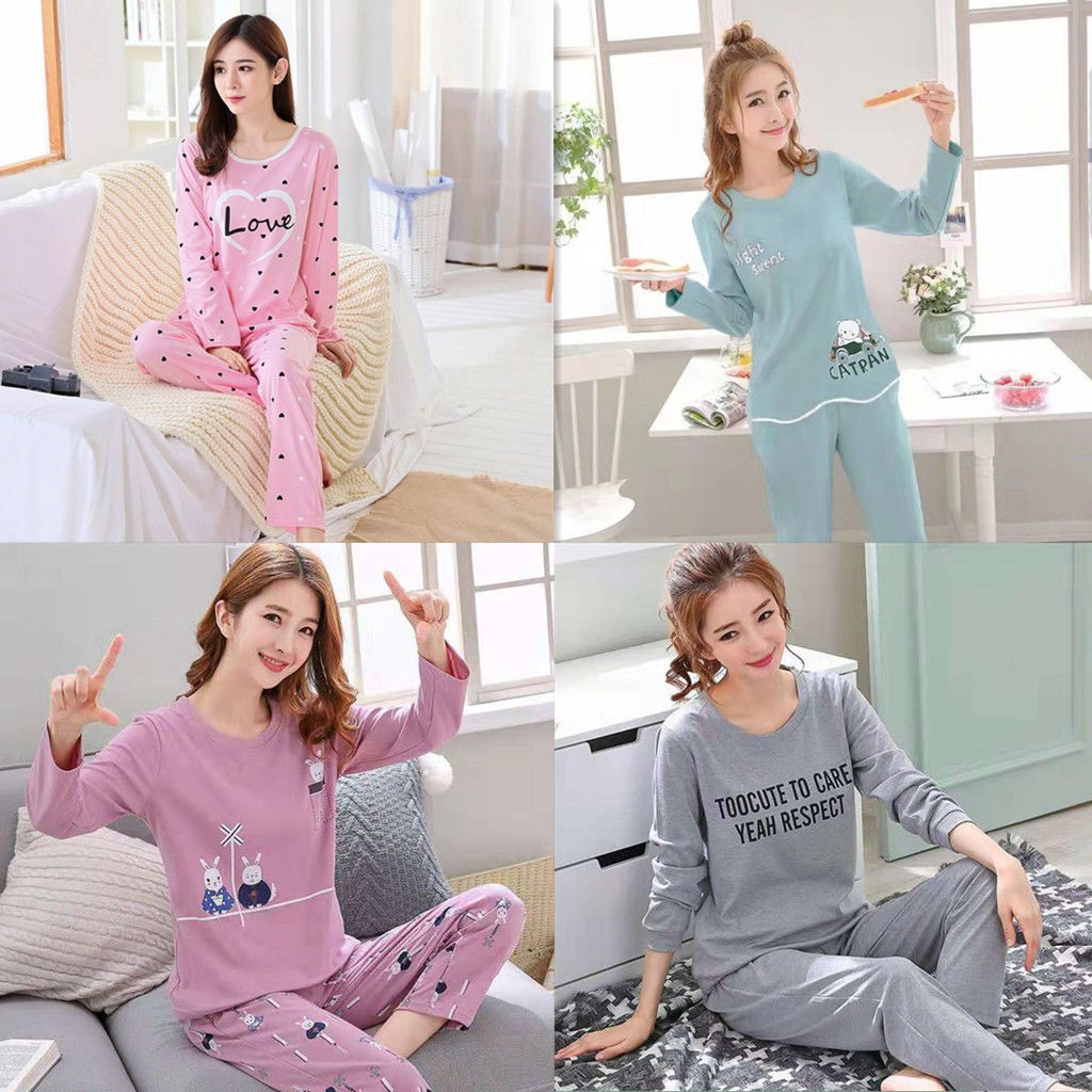 Pajamas women spring and autumn large size long sleeve pajamas women set Korean Casual Short Sleeve pajamas women summer women's home wear