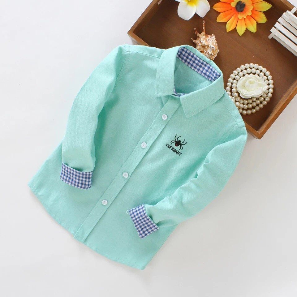 Children's clothing men's autumn clothes boys' shirts long-sleeved handsome big boys spring and autumn children's tops boys autumn candy color shirts