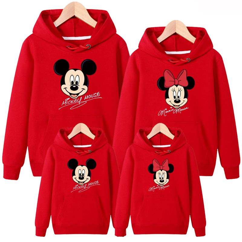 Net red 2020 new family of three or four mother and son mother and daughter foreign style parent-child spring and autumn Hooded Sweater Mickey