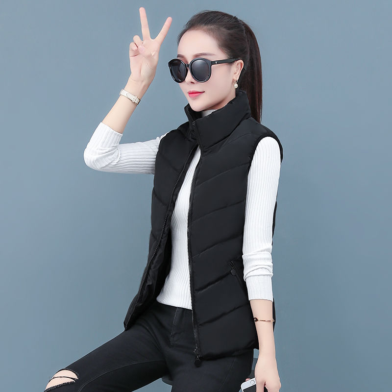 Spring and autumn double-sided wear new Korean version of casual thickened slim short padded jacket women's vest winter coat vest on both sides