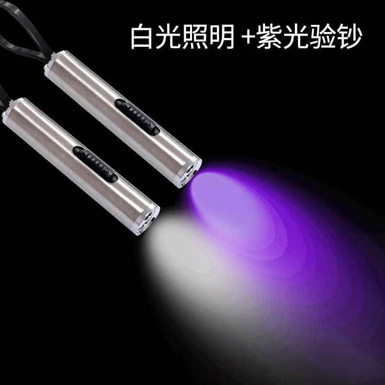 典元二合一紫光验钞笔机小型便携式照明手电筒紫外线荧光剂检测灯