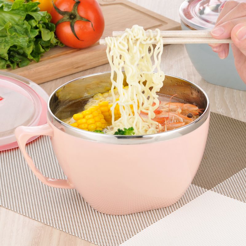 [buy one get one free] stainless steel instant noodles bowl with cover student bowl dormitory instant noodles bowl scald proof lunch box lunch box