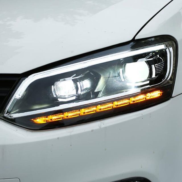 新波罗大灯总成1118款大众polo改装透镜氙气灯led日行灯流光转向