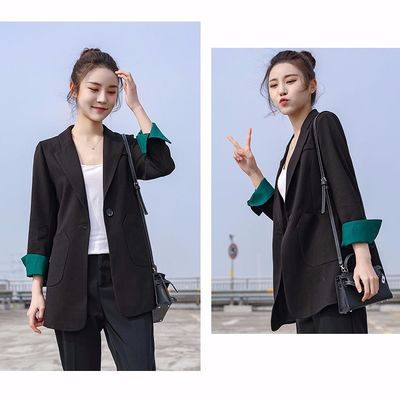 69178/小西装外套女2021春秋季新款韩版修身网红上衣长款小西服外套女
