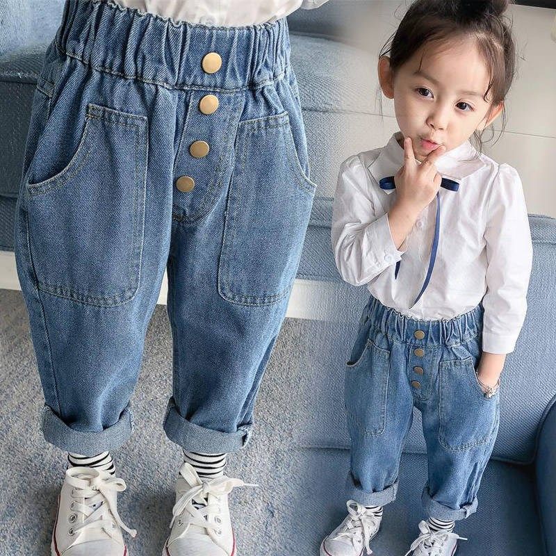 Girls' pants middle and small girls' pants autumn / winter 2020 new girls' loose pants children's autumn jeans