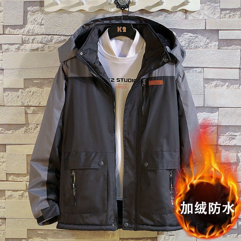 Winter new cotton padded men's padded and thickened stormcoat windproof coat casual work clothes cotton jacket thermal cotton jacket