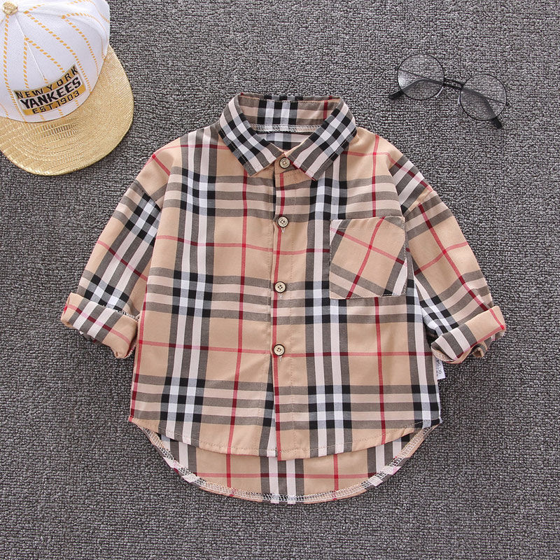 Trendy children's personality tops new boys foreign style spring clothes baby cotton shirts children's long-sleeved spring and autumn shirts