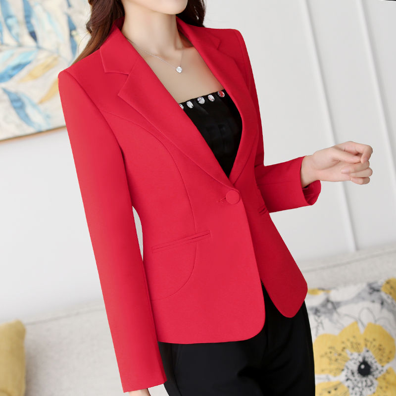 Casual small suit women's jacket Korean version short style  new spring fit long-sleeved all-match professional suit jacket