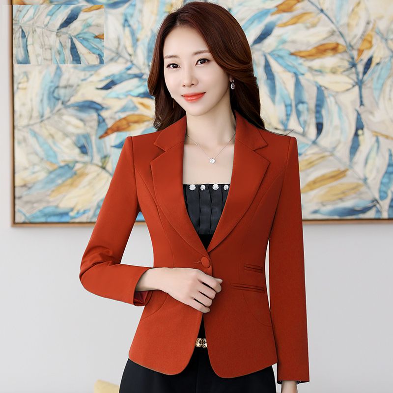 Casual small suit women's jacket Korean version short style  new spring fit long-sleeved all-match professional suit jacket
