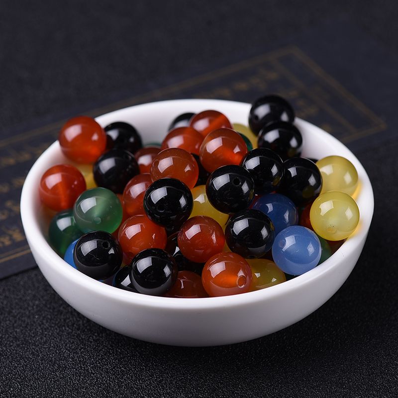 Natural five-color agate beads loose beads colorful beads semi-finished accessories diy jewelry bracelet necklace materials