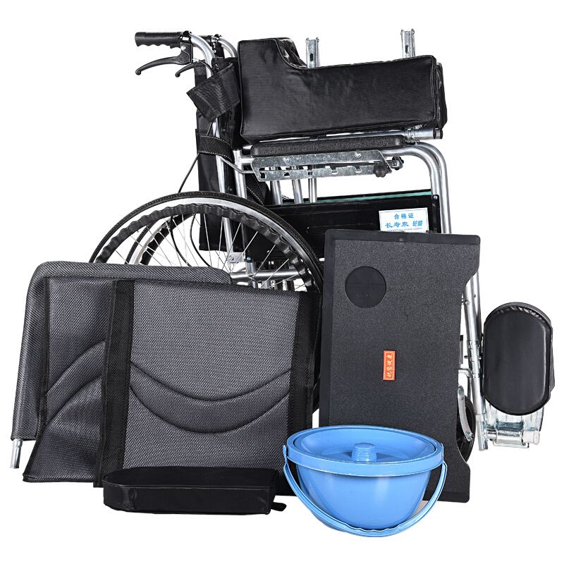 长寿泉全躺轮椅手动折叠轻便老人带坐便坐的老年人多功能手推车