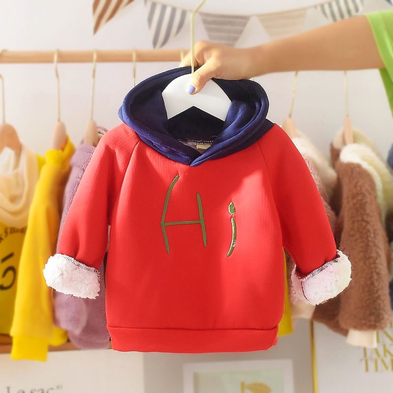 Boys' sweater Plush thickened children's clothes girls' new winter 2018 baby coat baby jacket warm 0-3 years old