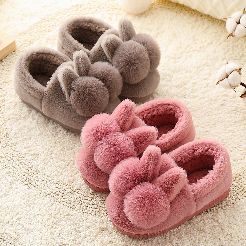 Children's Cotton Slippers New Winter style boys and girls' indoor antiskid wool Plush warm bag heel