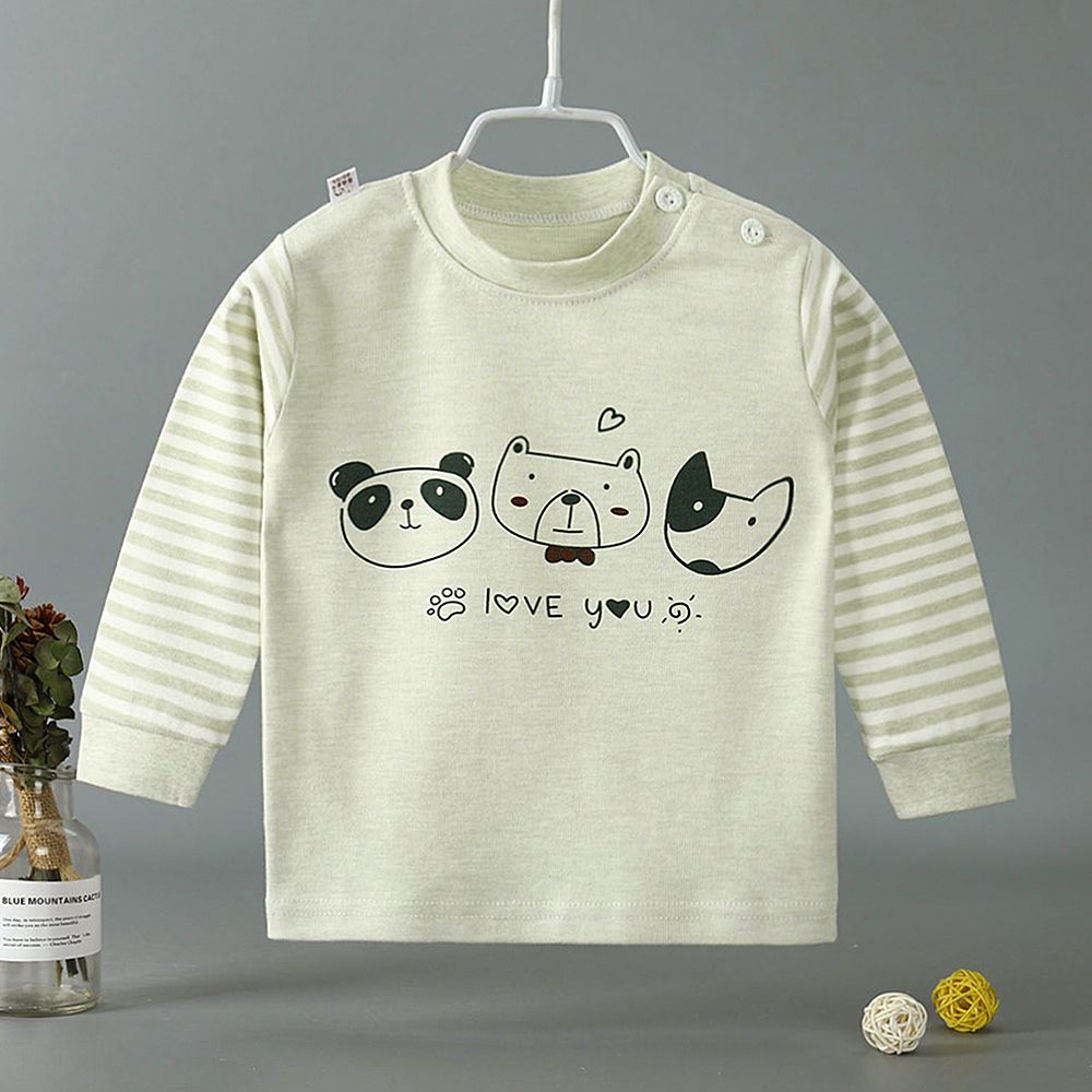 Children's autumn clothes top pure cotton colored cotton boys' and girls' undergarments spring and autumn baby single underwear four seasons