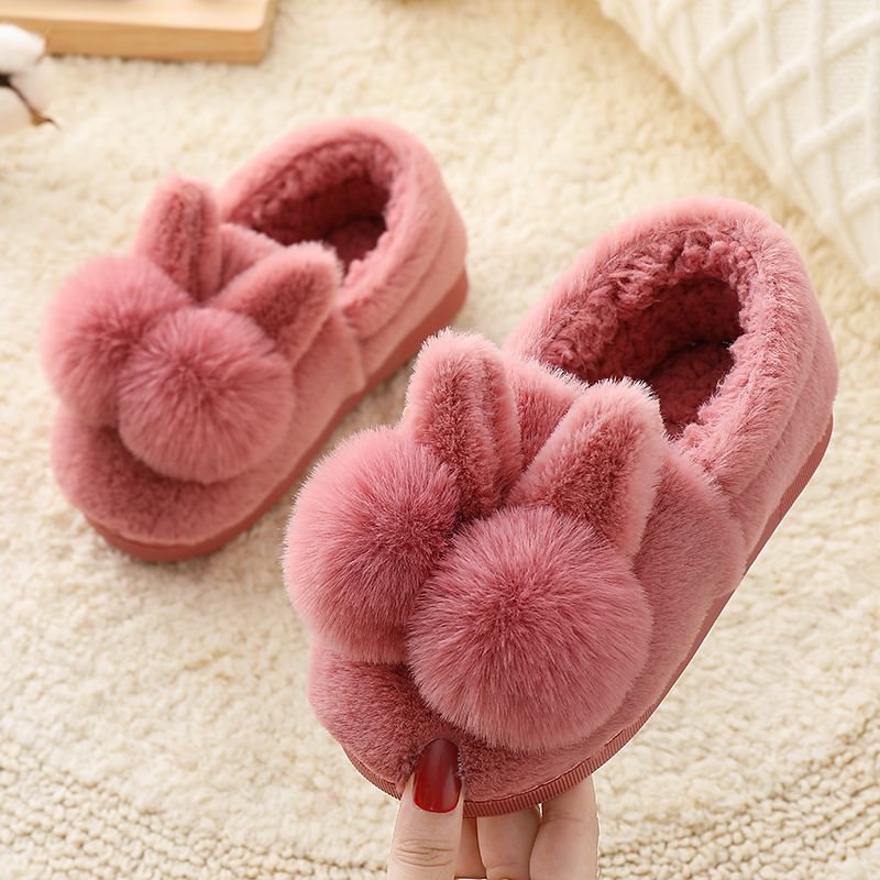 Children's Cotton Slippers New Winter style boys and girls' indoor antiskid wool Plush warm bag heel