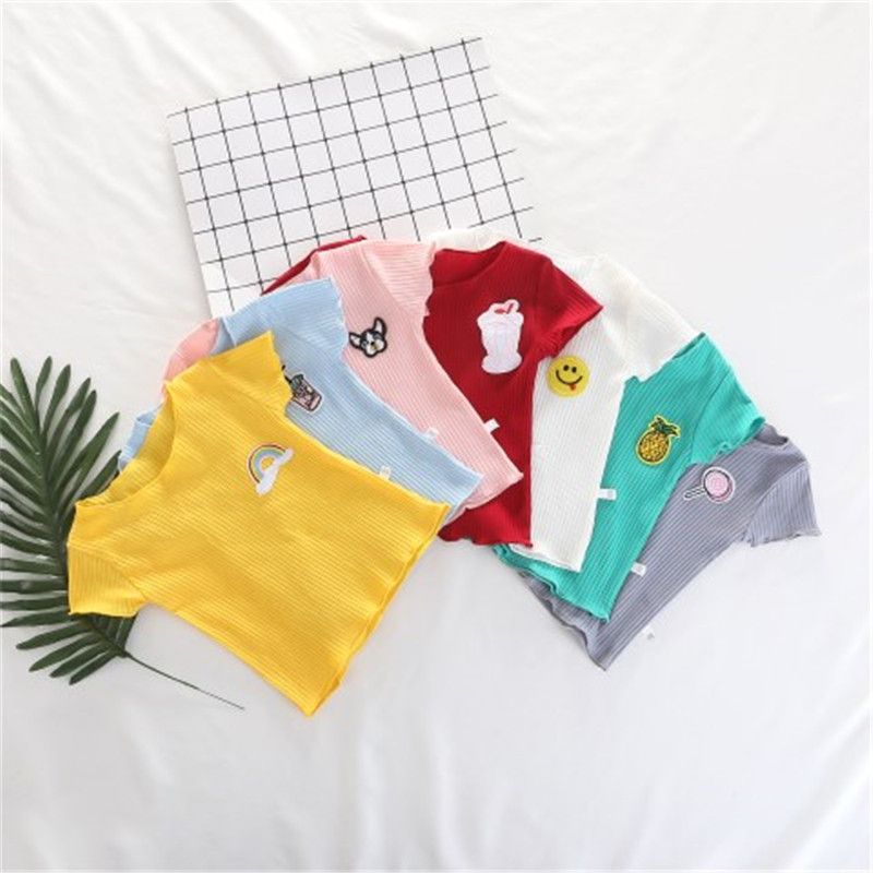 Summer new short sleeve boys and girls T-shirt 70% cotton 0-5 years old base coat elastic versatile top