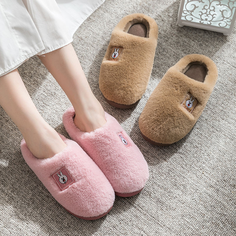 Winter cotton slippers female lovers thick bottom half wrap heel warm slippers women winter new moon shoes lovely fur shoes winter