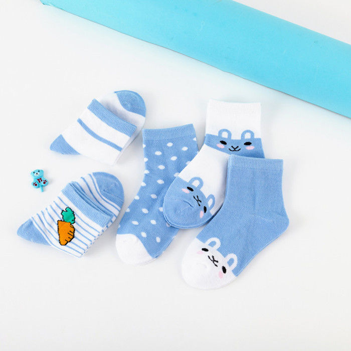 5 pairs of autumn and winter children's socks spring and autumn boys and girls middle tube baby socks cute cartoon baby socks