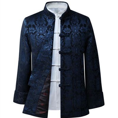 春秋款中老年唐装男长袖中国风居士服中式民族汉服爸爸装夹克外套【1