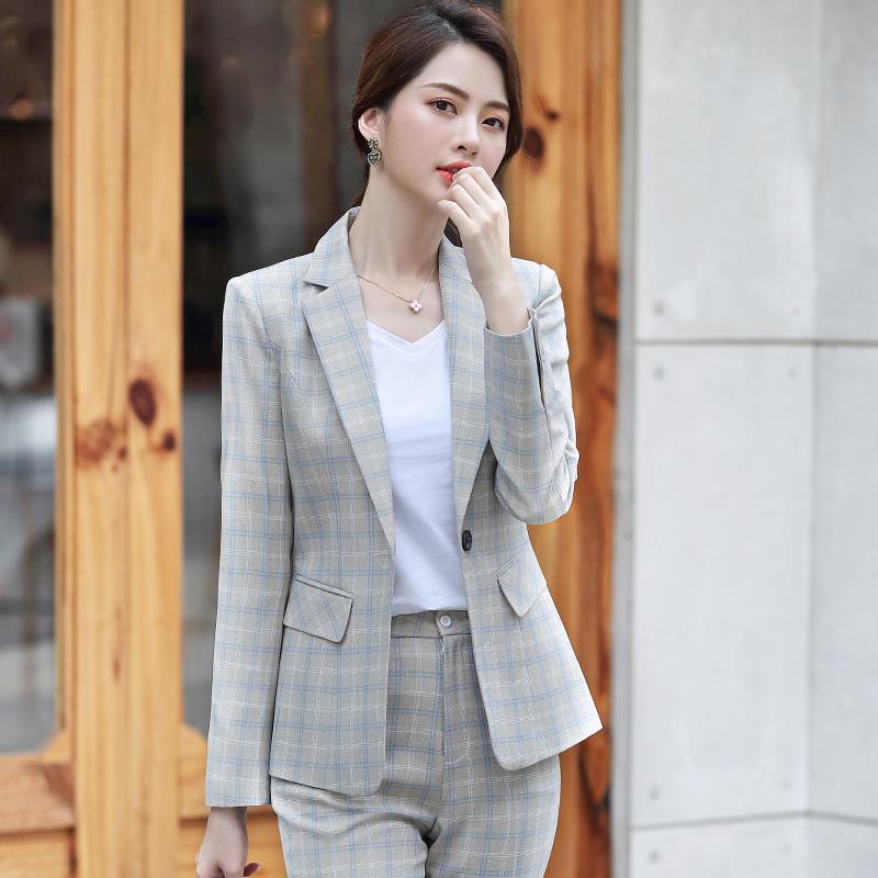  Spring and Autumn Plaid Small Blazer Women's New Korean Style Slim Fashion Professional Wear Suit Casual Suit