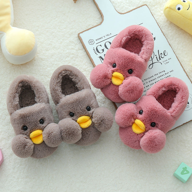 Children's cotton shoes boys and girls cartoon warm baby indoor home shoes 2-9 years old children's heel cotton slippers in winter